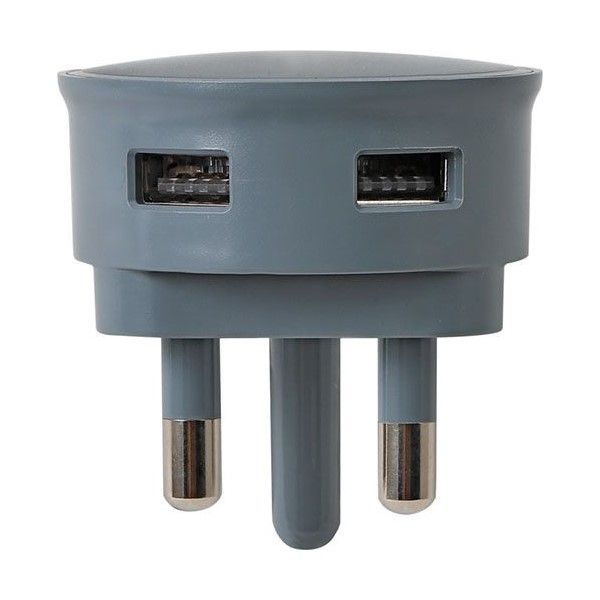 Lesco: Double USB Plug Adaptor 3.1 A Super Fast Charger: Light Charcoal