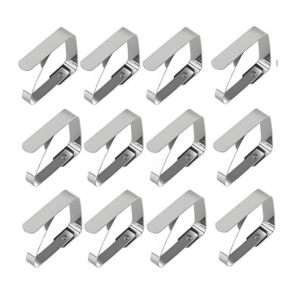12Piece Stainless Steel Tablecloth Clips Camping Picnic Table Cover Clip