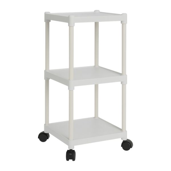 Modern 3-Tier Floor-Standing Shelf With Wheels - White