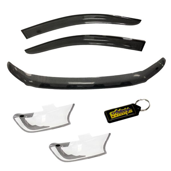 Bonnet/Windshield/Headlight Guards for Ford Ranger 2016- Carbon &amp; Keyring