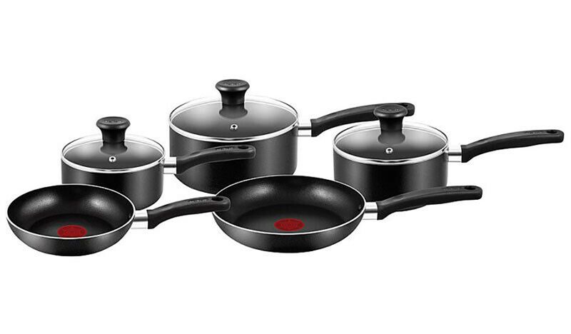 Tefal Essential 5-Piece Non-Stick Pots &amp; Pans Cookware Set with Thermo-Spot