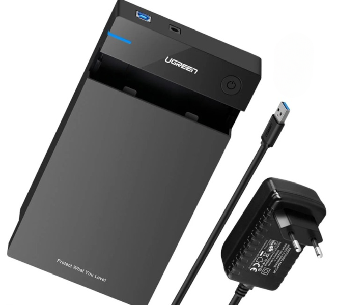 Black 3.5 SATA HDD USB 3.0 Enclosure - Fast 5Gbps External Storage Case