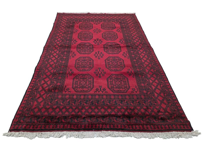 Red Afghan Elephant Foot Design Carpet 251 x 161 CM