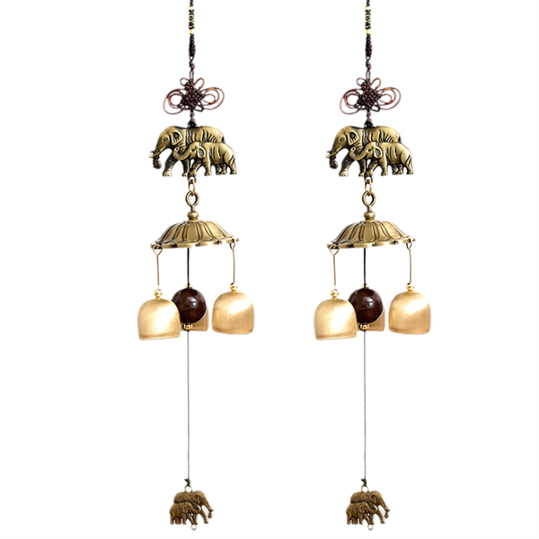 Double Elephant Metal Wind Chime Pendant Copper Bell Japanese Style Pendant