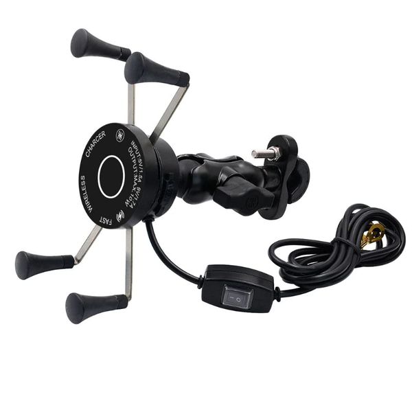 Motolab Motorcycle Smartphone Holder &amp; Qi Fast Charging Wireless Charger
