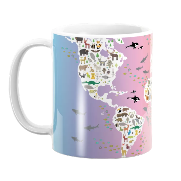 Cartoon Animal World Map - Rainbow image
