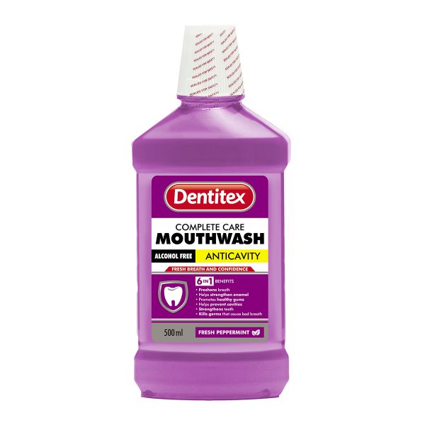 Dentitex Mouthwash Fresh Pepermint No Alcohol 500Ml - 2 Pack