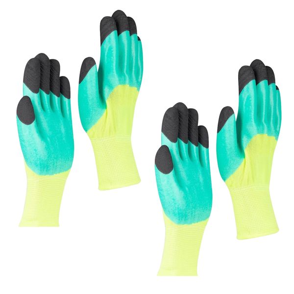 2 Pairs Garden Gloves Working Gloves for Men Rubber Coated Grip - L Size