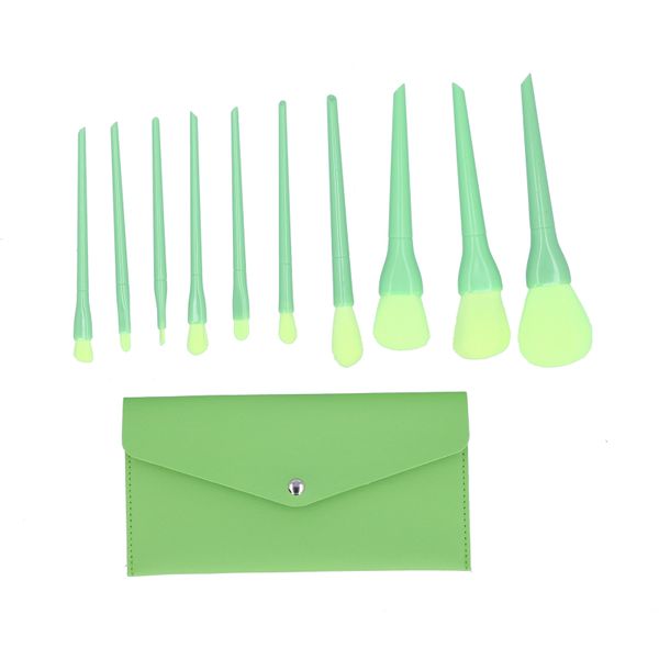 Cosmetic Brush Set Soft Hair Blusher Loose Powder Makeup Tool Green