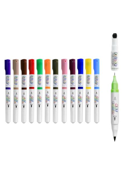 3- in-1 Curve Pattern Roller Marker Set with Fineliner and Brush Tip Design