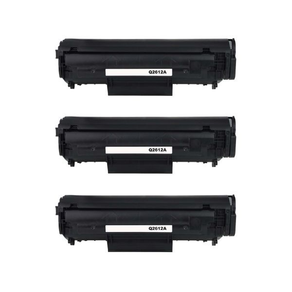 Inksaver HP Q2612A / 2612A / 12A Pack of 3 Compatible Black Toners