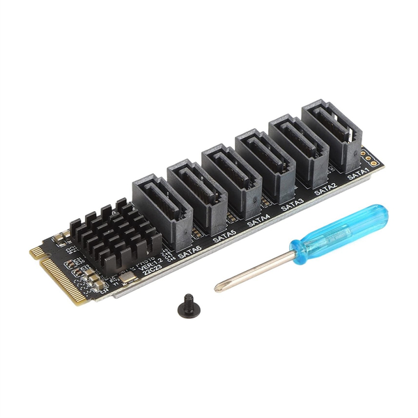 M.2 to SATA3.0 Adapter Card, ASM1166 M.2 PCIE to SATA Expansion Card