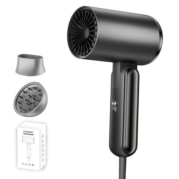 Cozéchic - Travel Hair Dryer with Diffuser 1800W Foldable Hair Blow Dryer