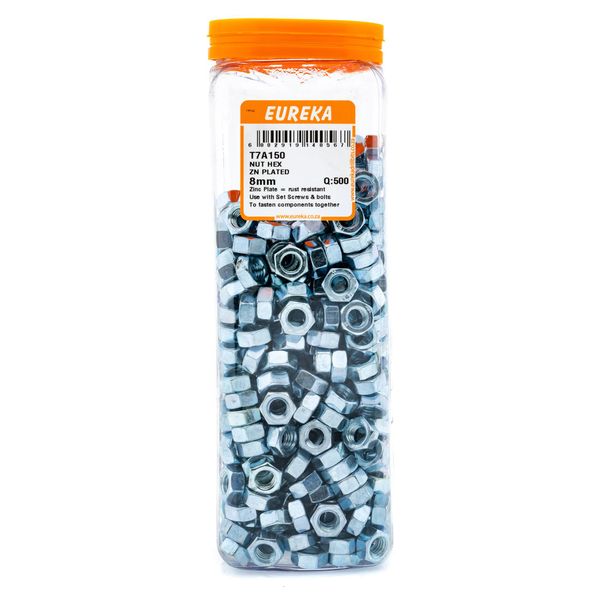 EUREKA Hex Nuts Zinc Plated 8mm Q:500 T7A150
