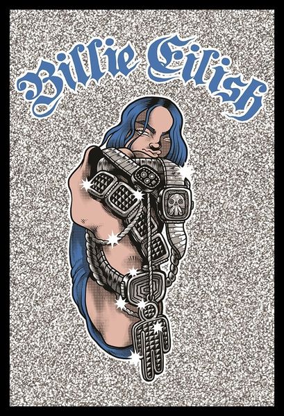 Billie Eilish - Bling Poster with Black Frame