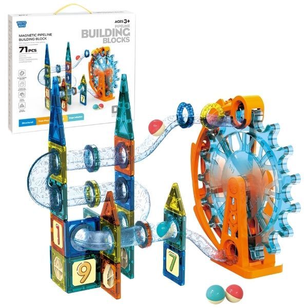 71-Piece Electric Magnetic Building Blocks Toy - Marble Run STEM Toys