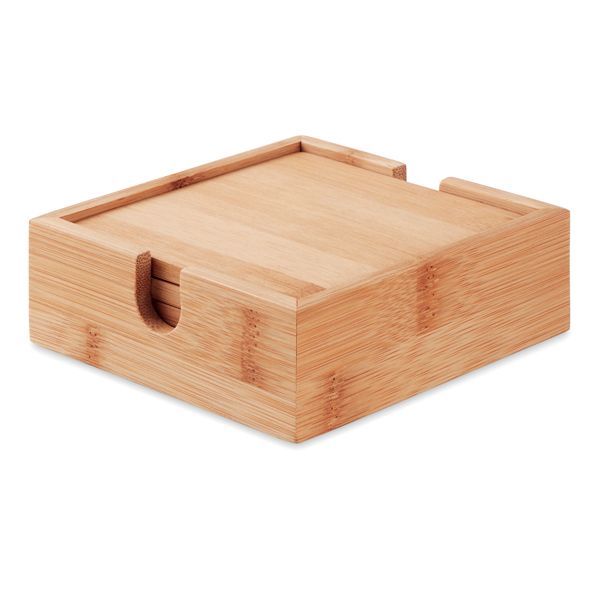 Bamboo Coaster Set - Set of 4 in Holder
