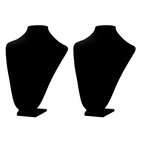 Extra-Large Black Velvet Jewellery Display Bust - 36cm - 2 Pack