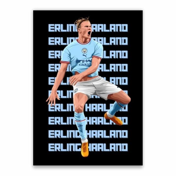 Erling Haaland Cartoon Poster - A1