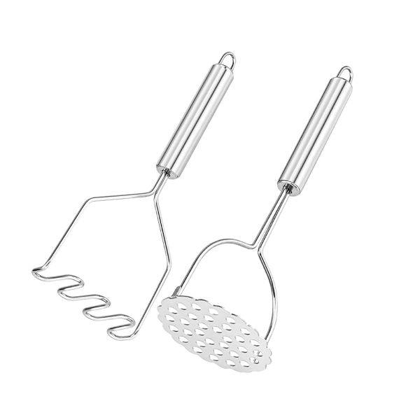 2Pieces Stainless Steel Potato Masher Vegetable Fruit Masher Kitchen Tool