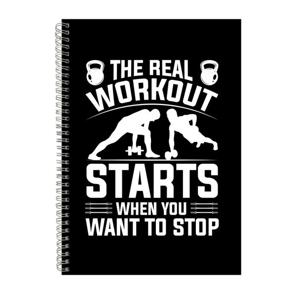 The Real Workout Starts Notebook Fitness Gift Idea A4 Notepad 142