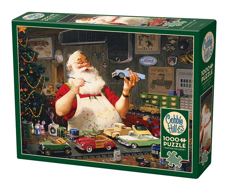 Cobble Hill Santa Painting Cars 1000 Piece Puzzle