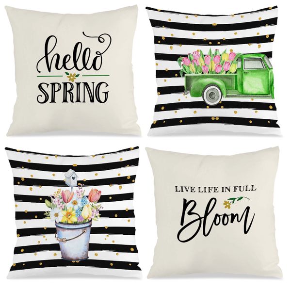 4PCS Cottagecore Easter Cushion Cover, 45x45cm Throw Pillow Cushion Cover