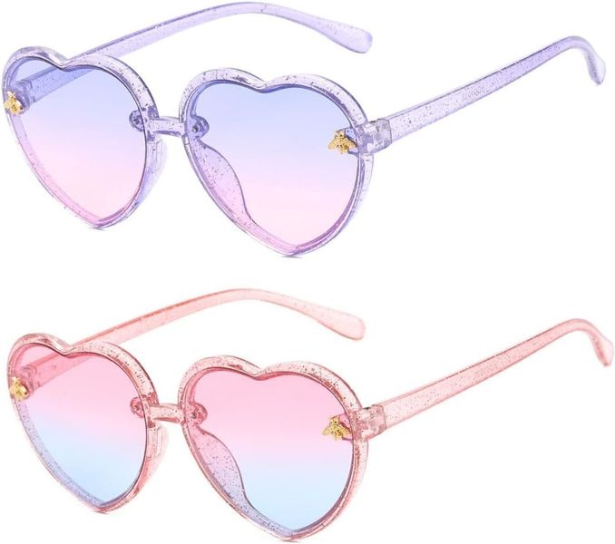 2 Piece Heart-shaped Sunglasses with Light Color Gradient Lens, UV400