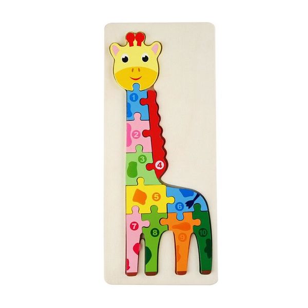 11 Piece Of Kids Educational Colorful Giraffe Design Wooden Puzzle Toy Set