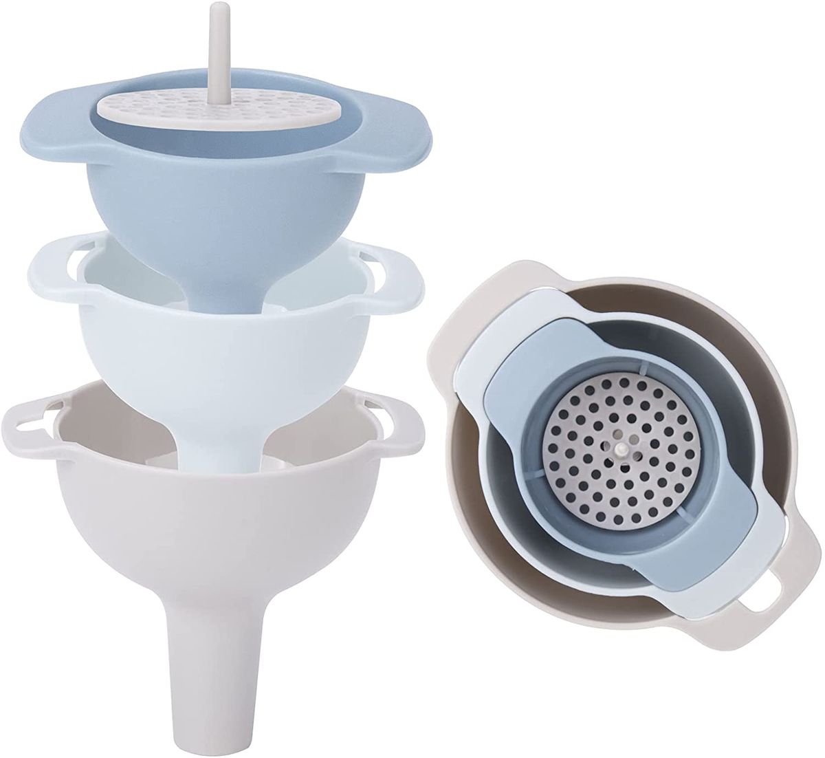 Plastic Funnel With Strainer Filter, Funnels Set of 3 for Kitchen ...