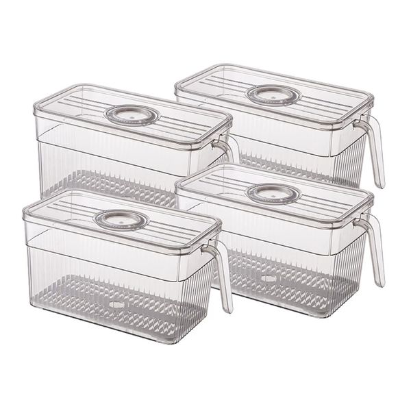 Refrigerator and Pantry Clear Storage Bins with Handles - Set of 4