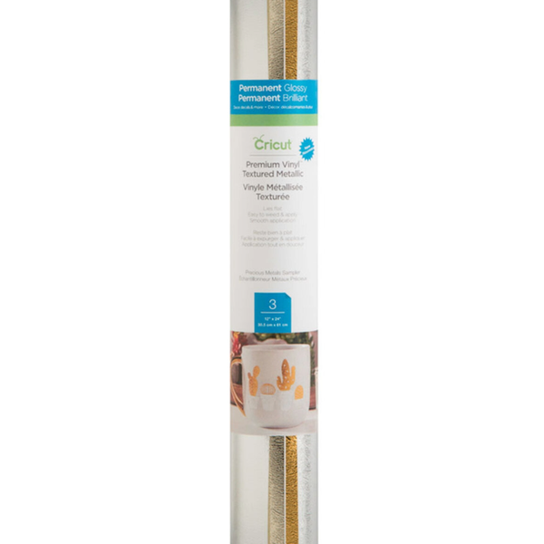 Cricut Premium Vinyl Permanent Vinyl Wrap - Sampler Texture Metallic Metals