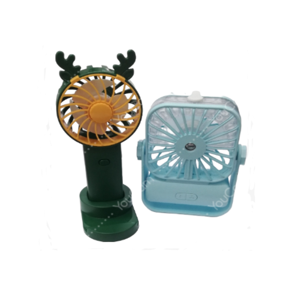 2 Pack Mini Cooling Fans USB Rechargeable and Water Mist Spray Fan