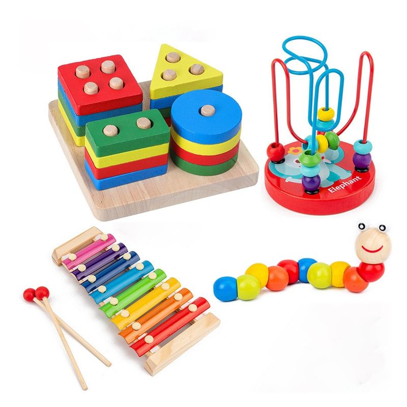 4Pcs Kids Musical Instruments Wooden Percussion Instruments Early Learning