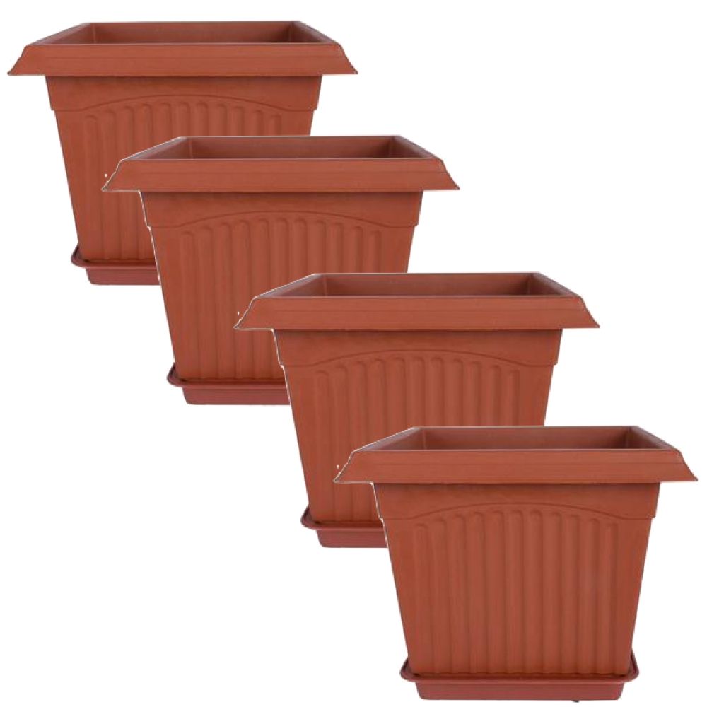 Garden Square Pot Plant With Tray Set Of 4 (23cm) Shop Today. Get it