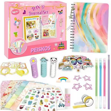 PEISKOS 73PCS DIY Journal Kit Art Crafts Stationery Toys Gift Set for Girls Image