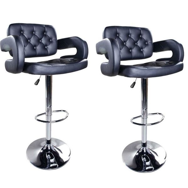Bar Stools / Kitchen Breakfast Chairs - Set of Two - Black Colour