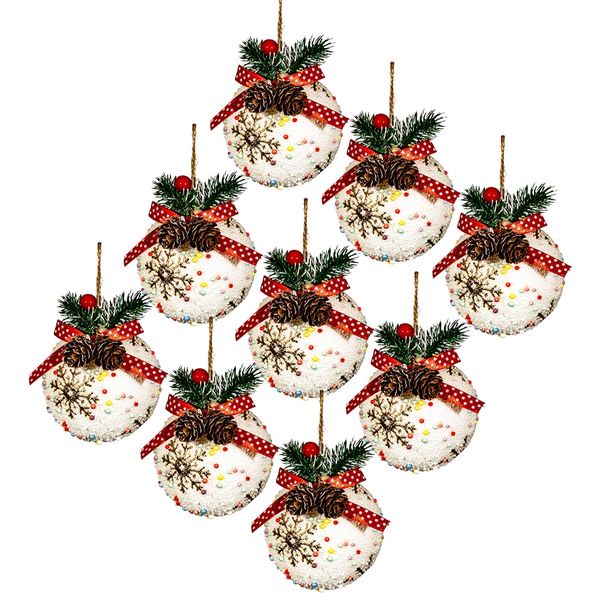 White Snowflake Christmas Bauble Ornaments (9-Pack)