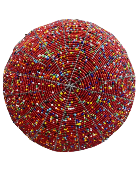 Red Bead &amp; Wire Wall Basket Home Decor Handmade