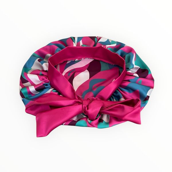 Dubis Exclusive double layer pink floral Hair Bonnet, Head Wrap,