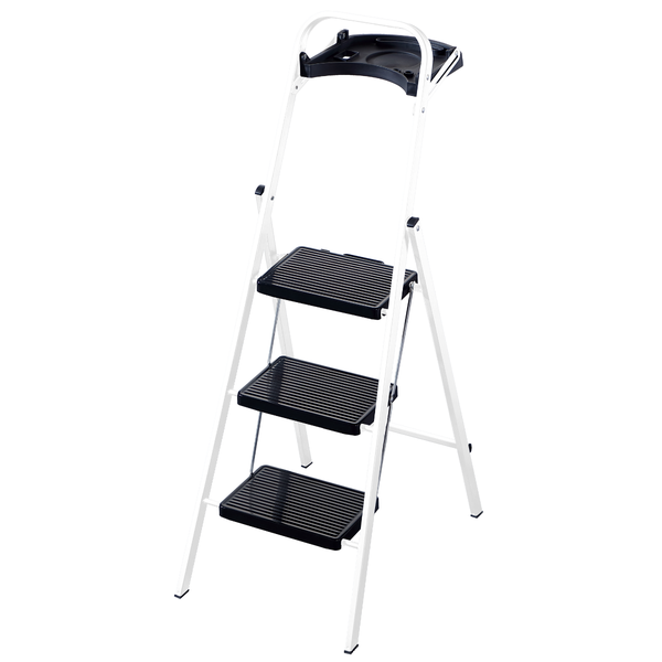 Anchor 3-Step Wide Anti-Slip Steel Ladder with Tool Tray