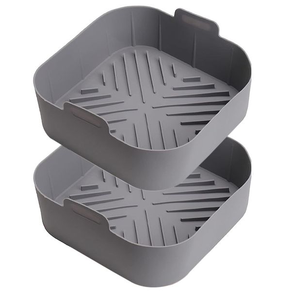 2-Pack Square Silicone Air Fryer Liner - Reusable Air Fryer Basket