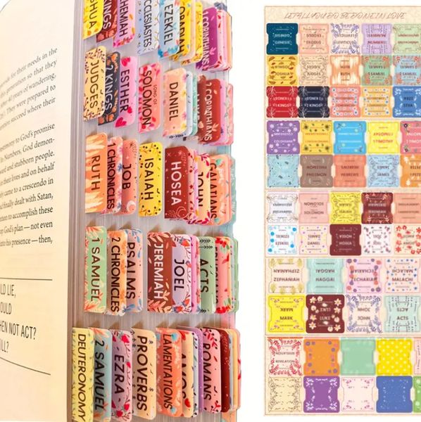 Christian Bible Tabs - Colourful Floral Theme Bible Index ( 75 pcs )