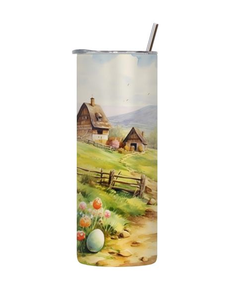 Rabbit 20 Oz Tumbler with Lid and Straw Easter Graphic Design Present 091
