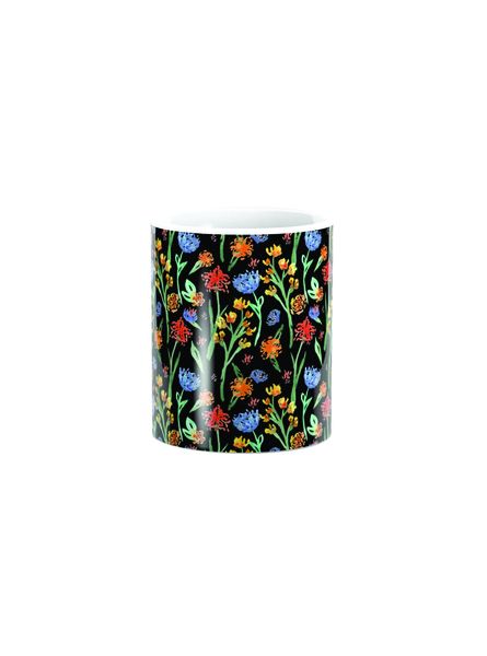 PepperSt Mug - Red - Blue and Orange Flower Collection Black Background