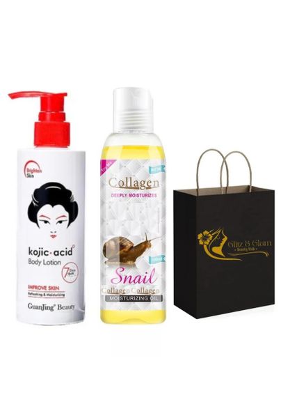 Kojic Acid Brightening Body Lotion &amp; Collagen Snail Oil