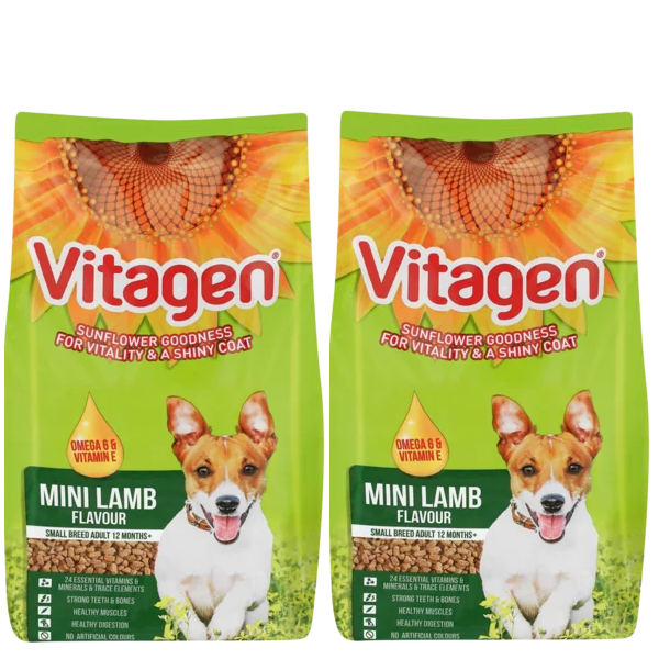 Vitagen Dog Food Mini Lamb Flavour Small Breed Adult (2 bags x 8kg) Shop Today. Get it