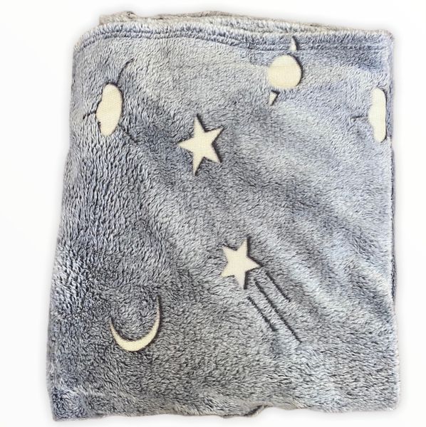 Magic Glow in The Dark Blanket Throw with Star Sky Objects - Pink