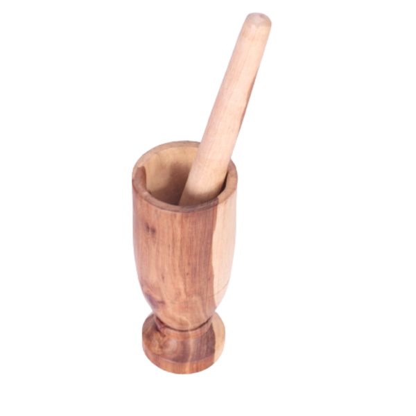 Wooden Mortar and Pestle Herbs Garlic Pounder Press Spices Set for Kitchen