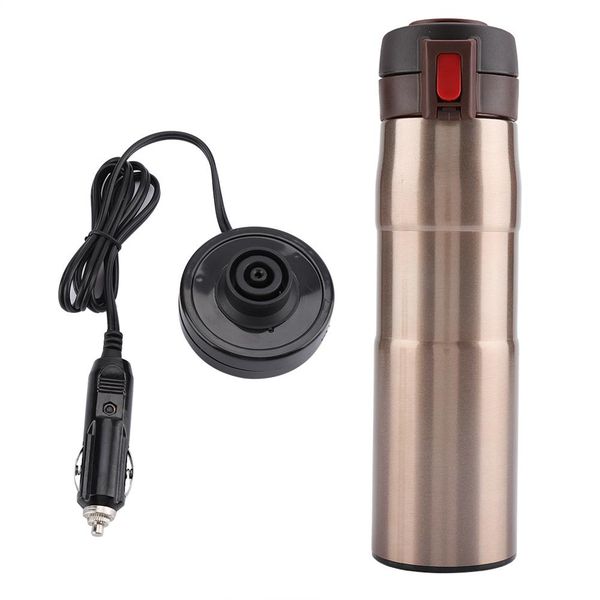 350ml 12V Car Heating Cup Stainless Steel Travel Mug Golden 90W